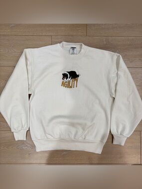 Vintage 90s Jerzees Made in USA Embroidered Dog Agility Sweatshirt M